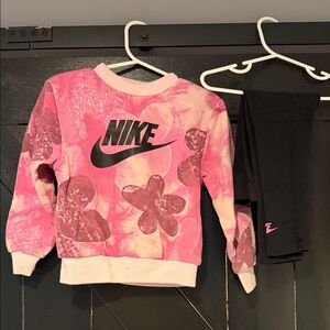 Nike Pink Floral Sweatshirt with Black Leggings